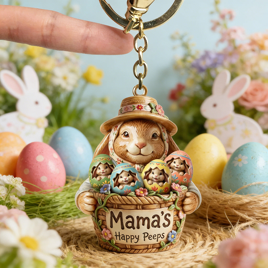 Personalized Bunny Easter Eggs Keychain With Family Names & Egg Color - Creative Mother's Day Easter Egg Hunt Gift For Mom & Grandma