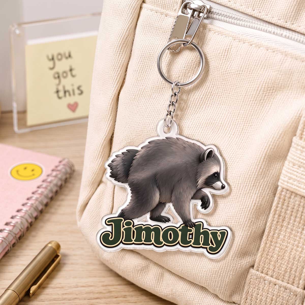 Viral Jimothy Raccoon Acrylic Keychain, Creative Gift for Raccoon Fans