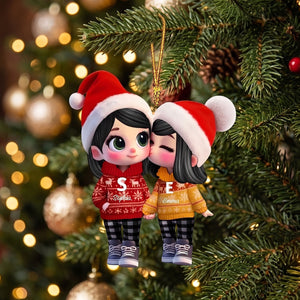 Personalized Couple Kissing Acrylic Ornament | Christmas Gift For Couple