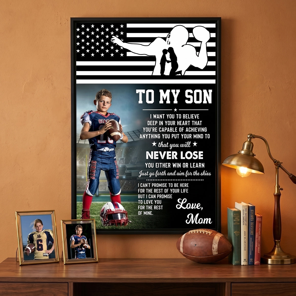 Personalized American Football Canvas / Poster - Custom Gift For Son Or Daughter From Mom And Dad