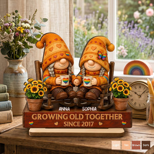 "Growing Old Together" Personalized LGBTQ Wooden Plaque - Custom Couple Gift for Pride Month