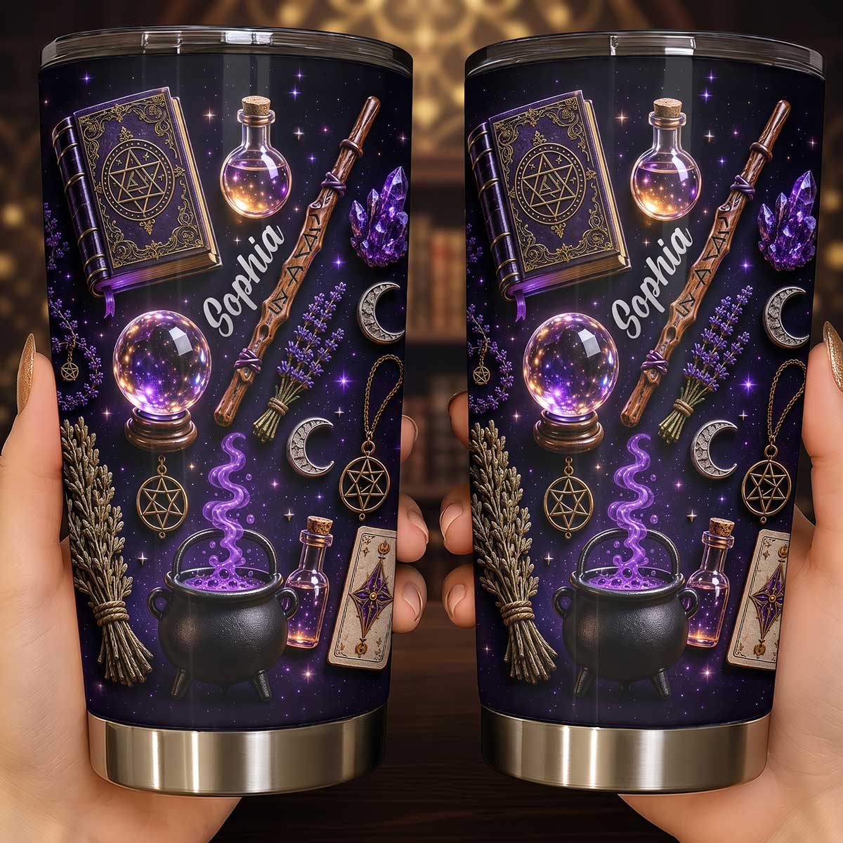 Personalized Witchy Celestial Magic Tumbler | Halloween Travel Cup Gift For Witchcraft Lovers