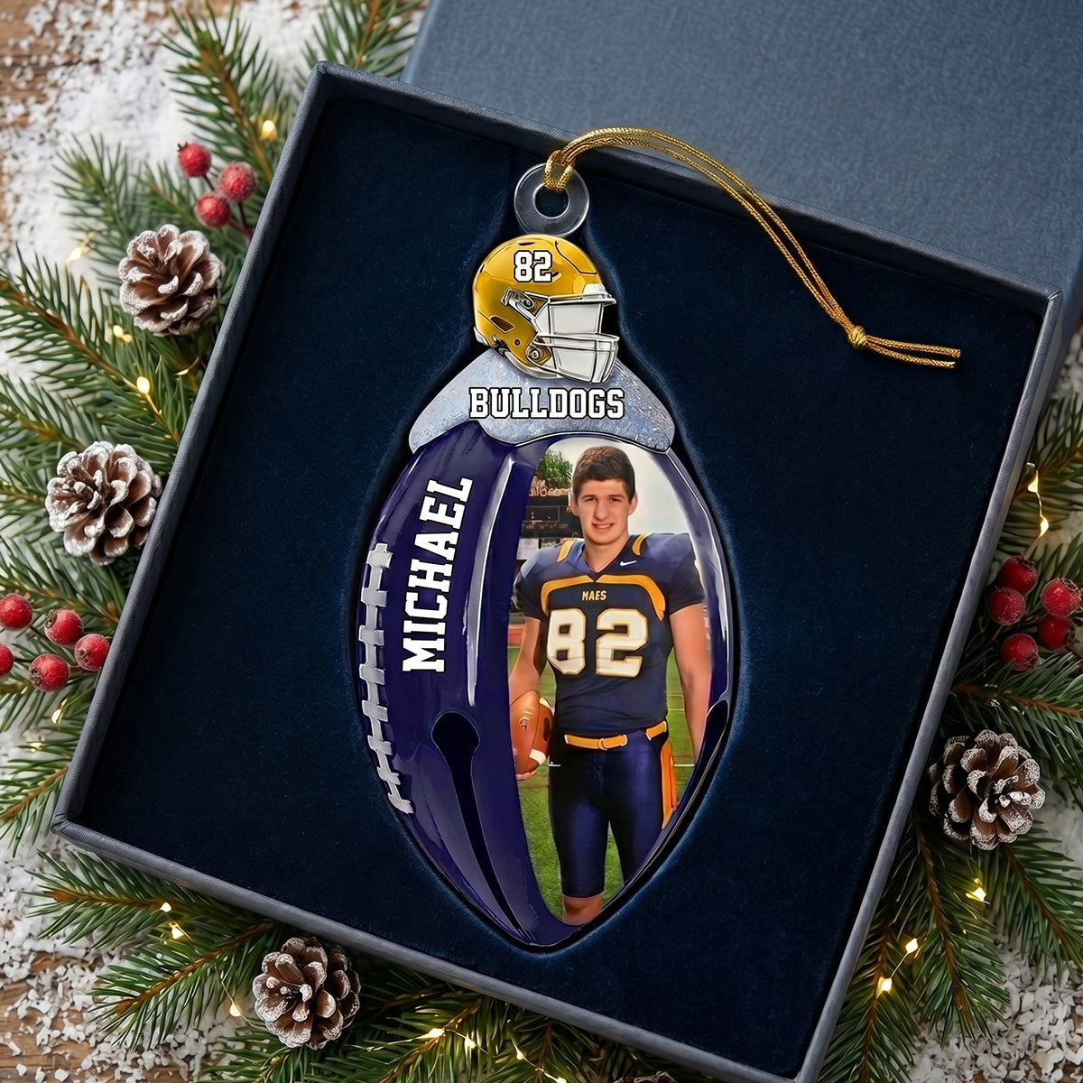 Personalized Football Bell Acrylic Ornament - Sports Keepsake Gift for Football Lover