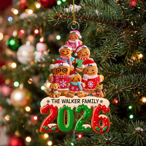 Personalized Gingerbread Family Christmas Tree Acrylic Ornament | Holiday Keepsake Gift For Family