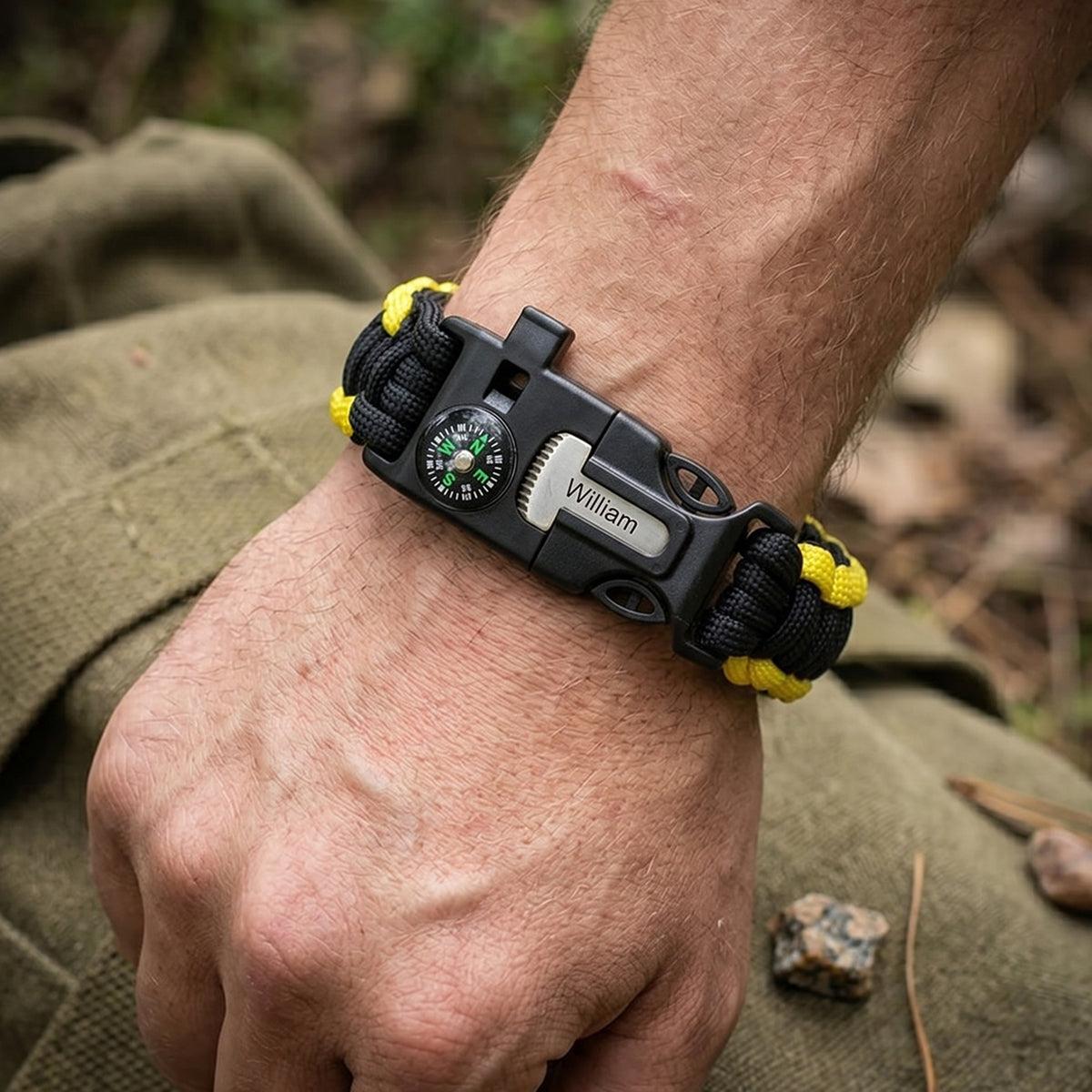 Personalized Engraved Survival Paracord Bracelet | Camping, Bushcraft, Emergency
