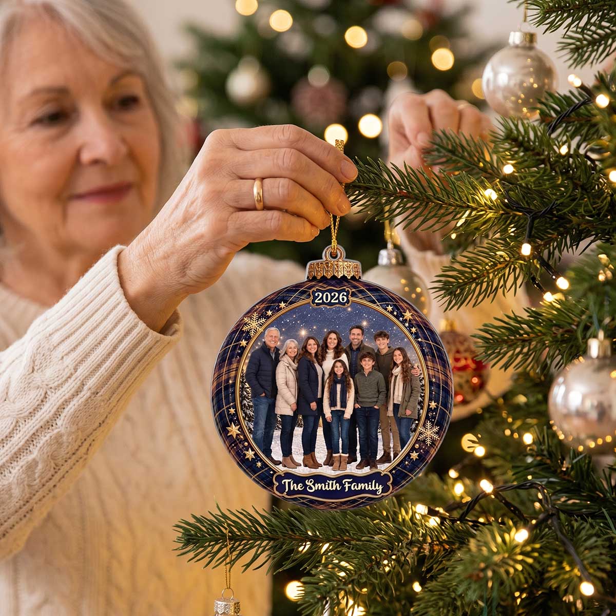 Personalized Family Photo Christmas Ornament | Christmas Birthday Gifts For Mom Dad Brother Sister - Love Makes A Family Whole