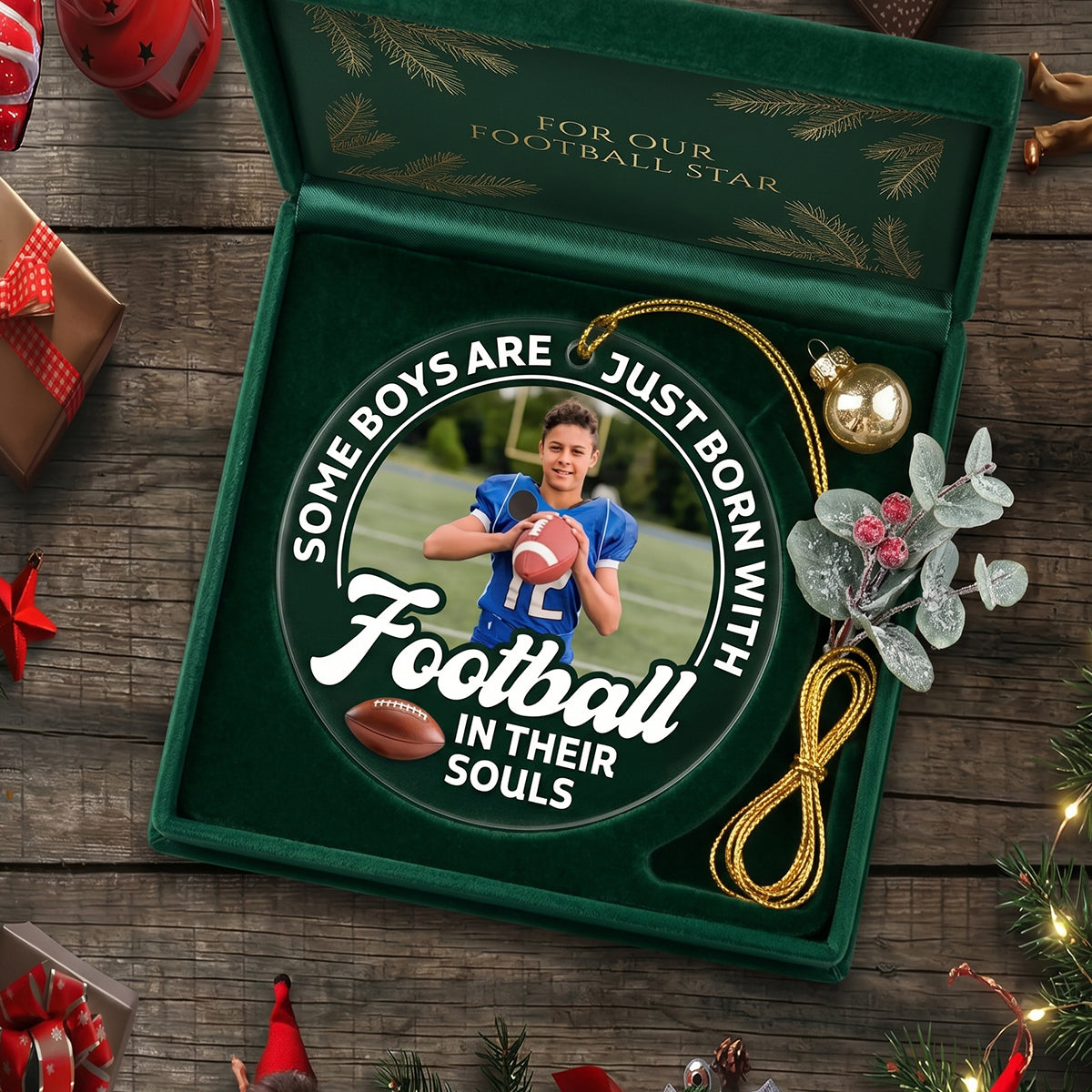 Personalized Acrylic Christmas Ornament "Born With ball In Their Souls" | Sports Youth Keepsake Gift