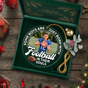 Personalized Acrylic Christmas Ornament "Born With ball In Their Souls" | Sports Youth Keepsake Gift