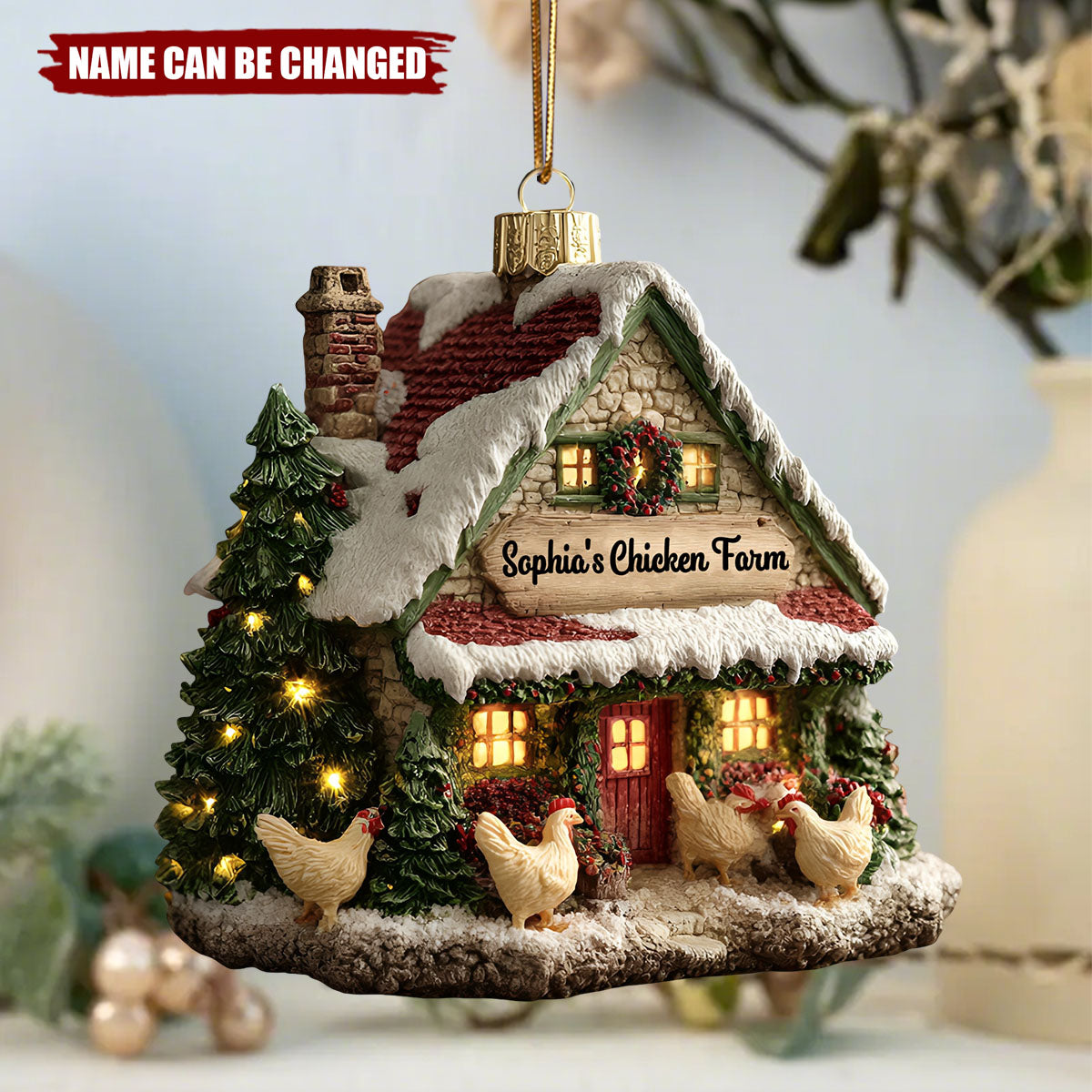 Personalized Chicken Farm Christmas Ornament With Name,Heartwarming Gift For Chicken Farmers & Farm Families