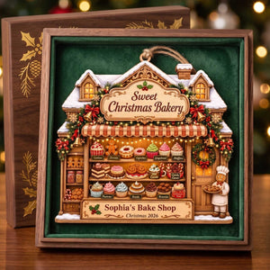 Personalized Christmas Bakery House Wooden Ornament | Christmas Gift For Family, Bakers, Cooking Lover