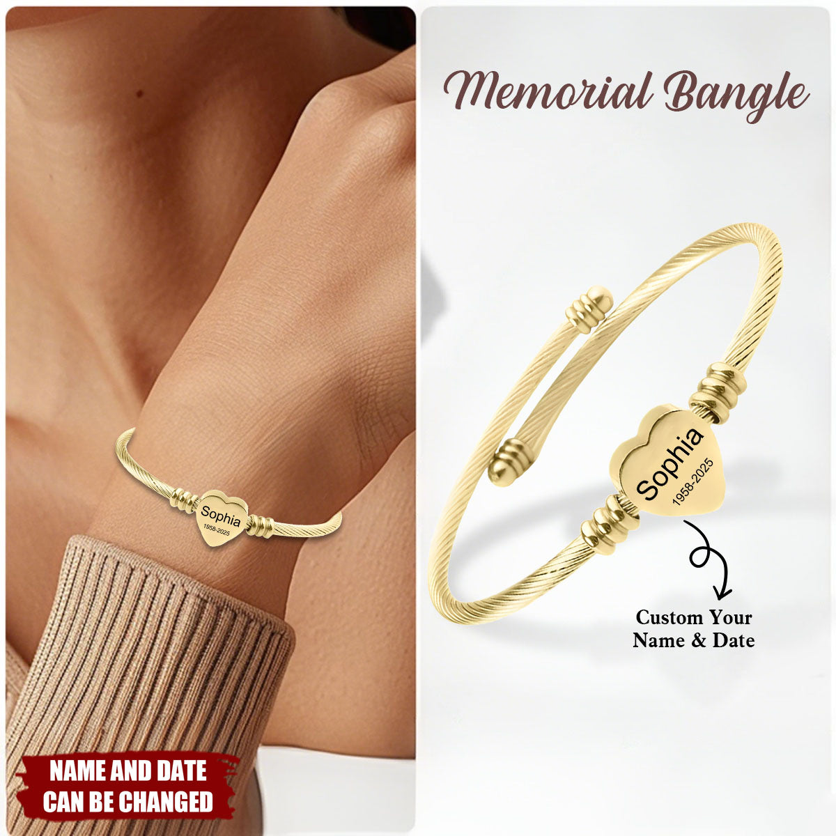 Personalized "In Memory of" Bracelet With Name & Date - A Heartfelt Memorial Gift To Honour The Loss Of Loved One