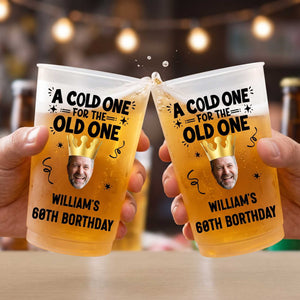 Custom Photo A Cold One For The Old One - Personalized Birthday Frosted Cups