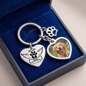 Personalized Pet Memorial Keychain - "Forever In My Heart" With Your Pet's Photo For Pet Parents