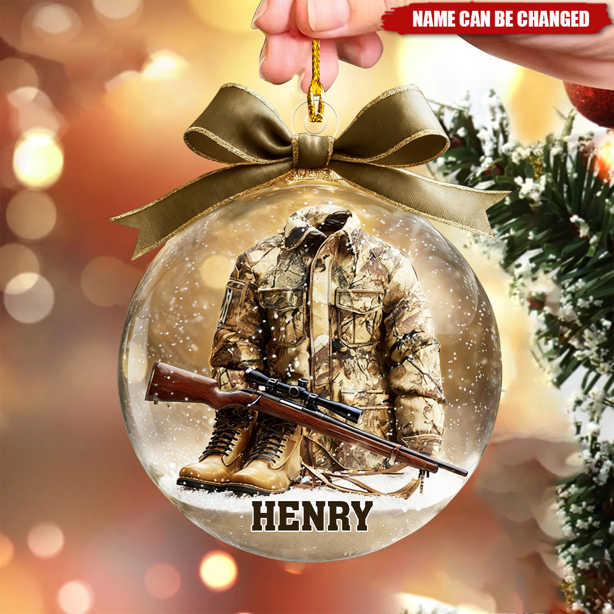 Personalized Hunting-Themed Christmas Ornament With Name Exclusive Camouflage Gift For Hunters Outdoor Lovers