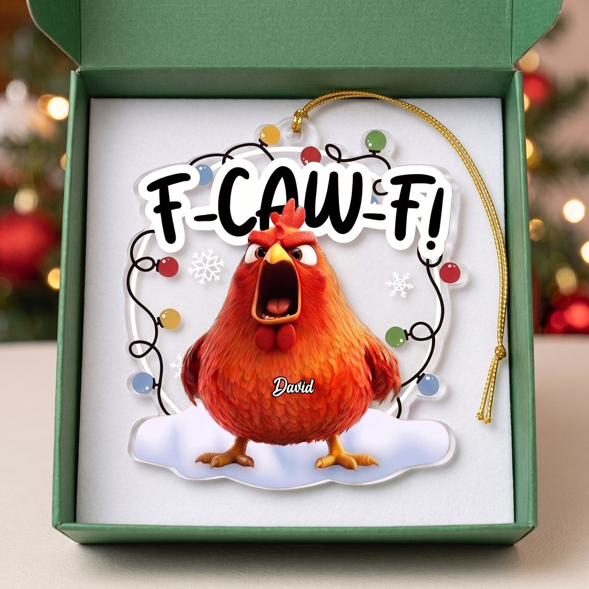 Personalized "F-Caw-F" Funny Acrylic Ornament | Exchange Gifts Silly Gift For Coworkers Friends