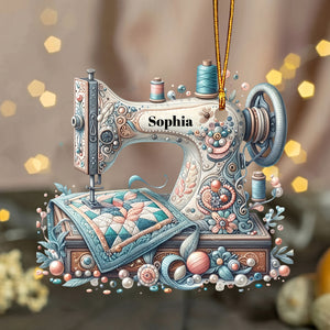 Personalized Sewing Machine Acrylic Ornament | Christmas Birthday Gift For Sewing Lover