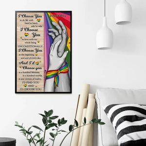 Personalized Poster LGBTQ+ Couple Hand In Hand | Pride Month  & Anniversary Gift