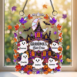 Personalized Acrylic Suncatcher Ornament | Grandma's Boo Crew Halloween Window Decor