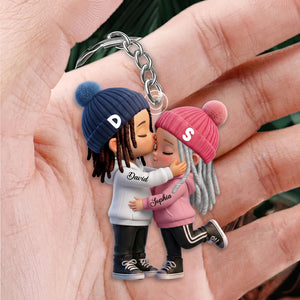Personalized Acrylic Keychain With Kissing Couple | Unique Gift for Her Him