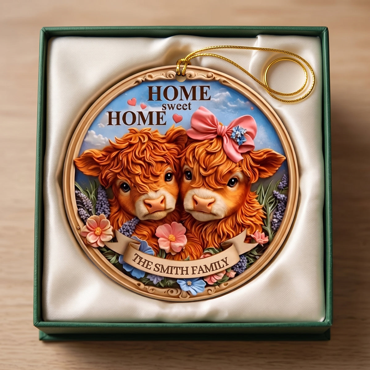 Personalized Highland Cow Couple Ornament | Christmas Keepsake