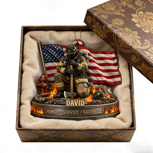 Personalized Honor Service Sacrifice Firefighter Car Wood Ornament With Name | Unique Gift For Firefighters