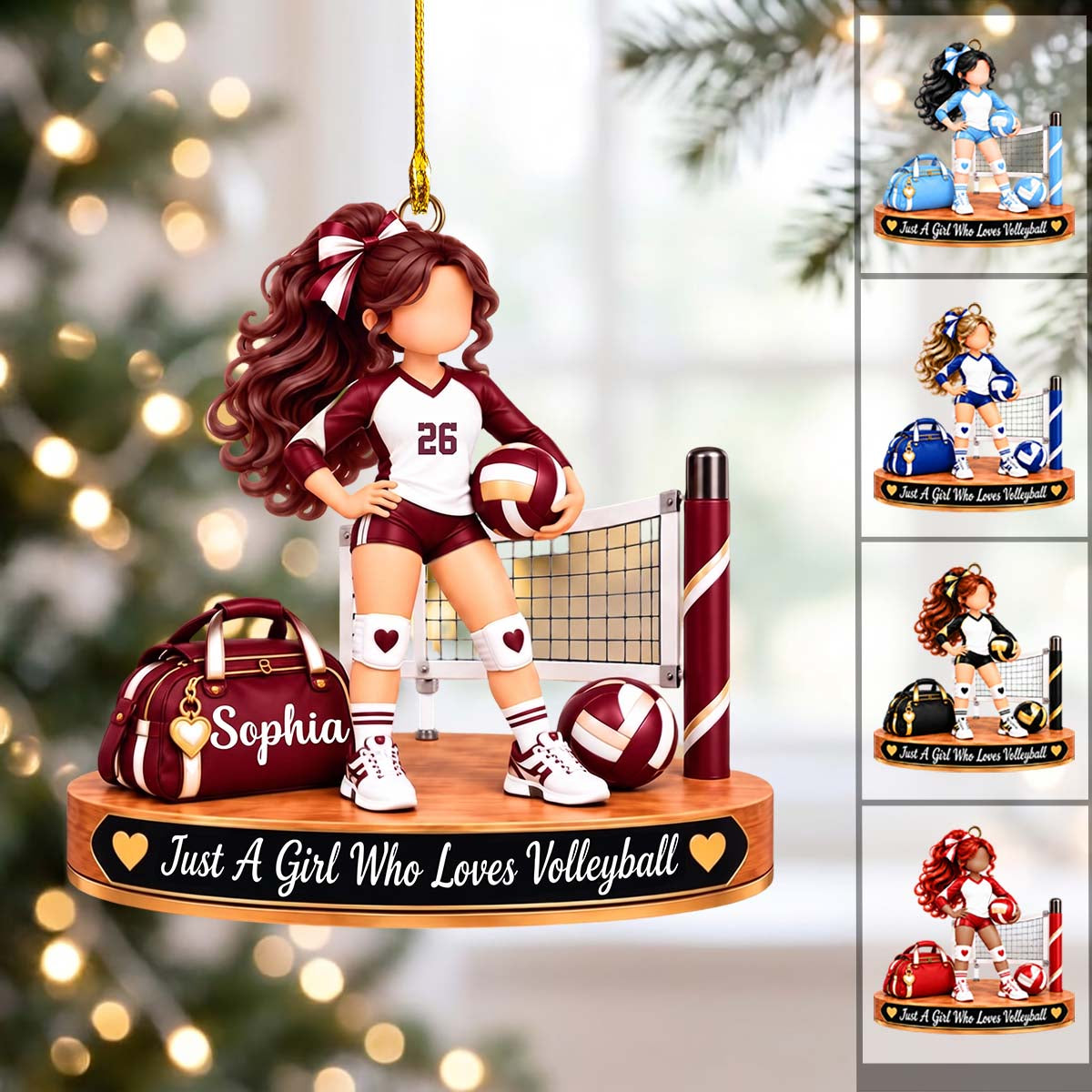 Personalized Volleyball Girl Acrylic Ornament - Volleyball Player Keepsake Gift, Volleyball Lover Christmas Gift