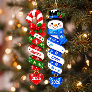 Personalized Spiral Christmas Character Acrylic Ornament | Cute Christmas Keepsake For Family
