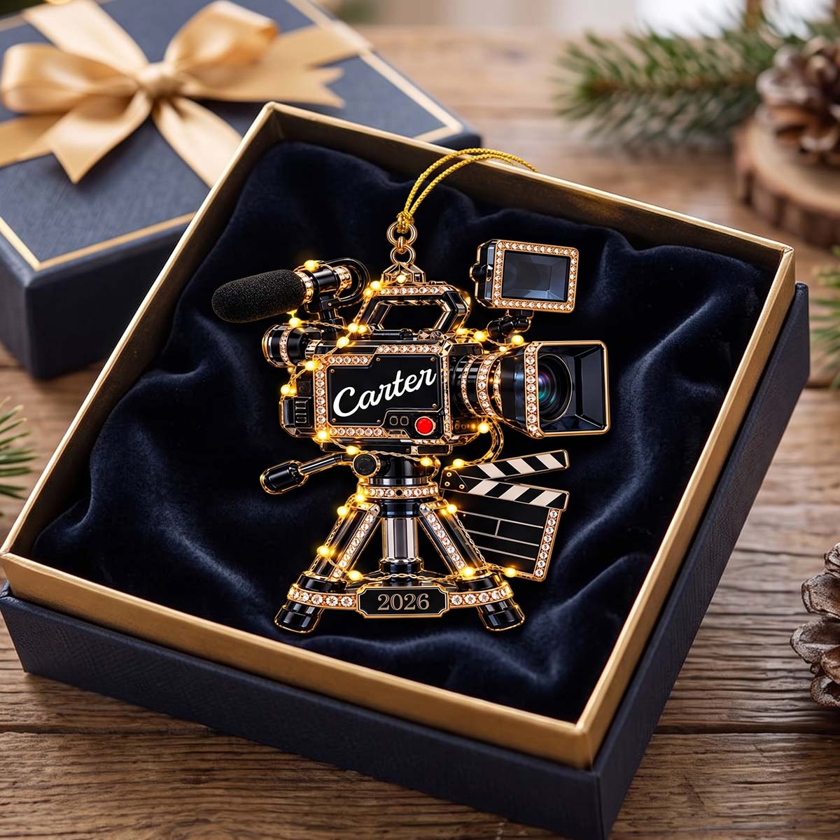 Personalized Movie Camera Christmas Ornament | Unique Christmas Gift For Filmmakers Videographer Lover