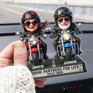 Hanger Riding Partners For Life - Personalized Cute Motorcycle Couple Car Ornament