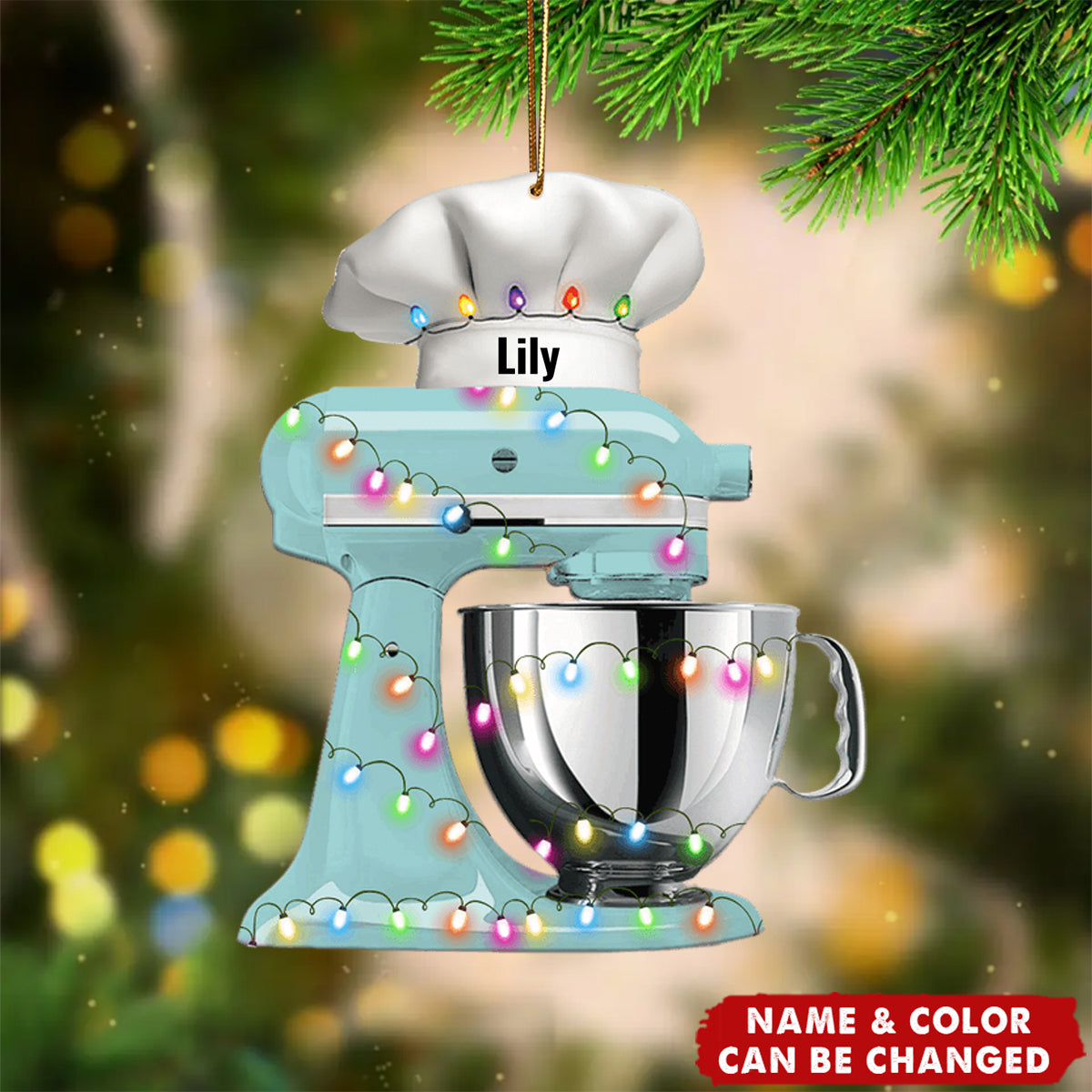 Personalized Baking Mixer Lights Christmas Ornament With Name Thoughtful Xmas Gift For Baker & Chefs
