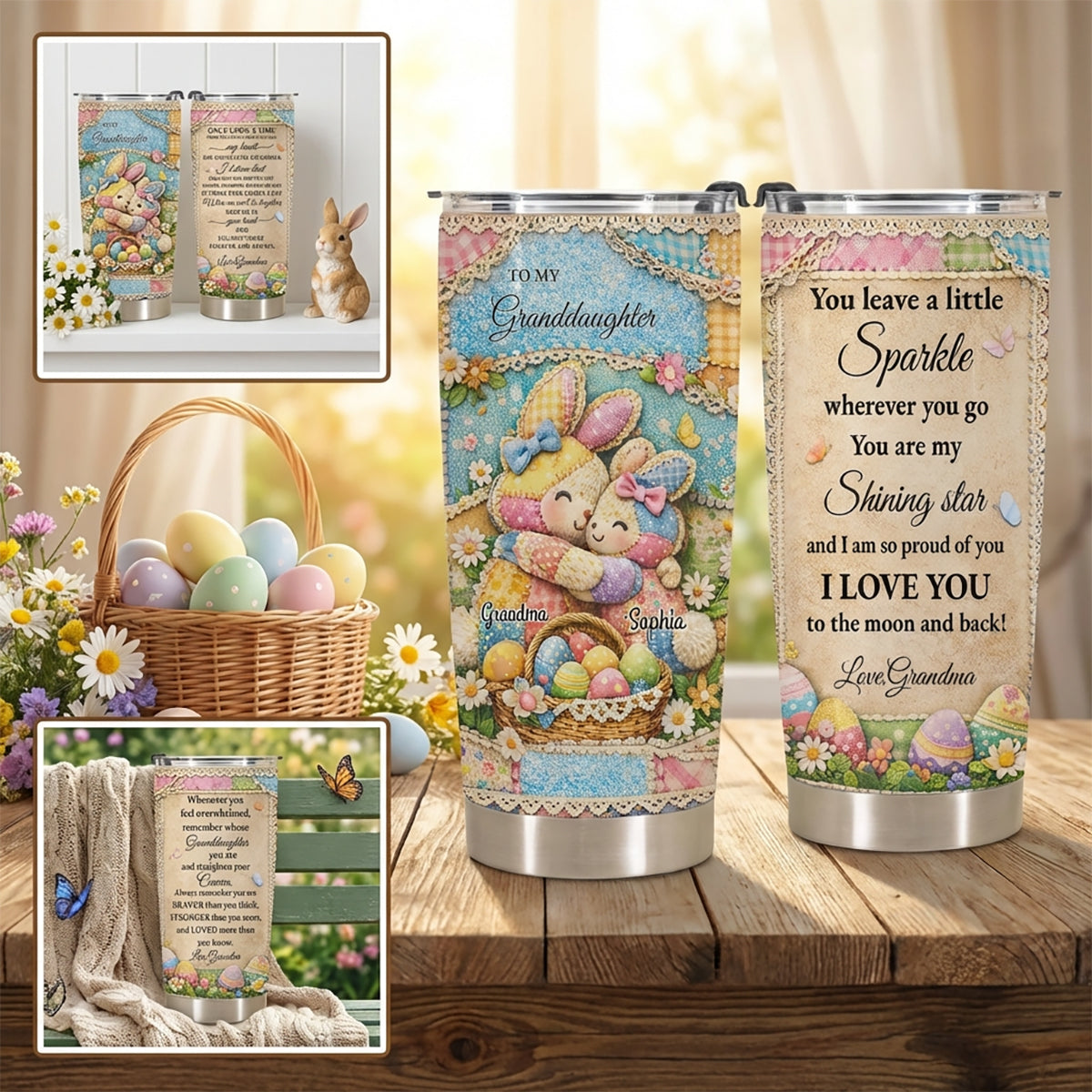Personalized "To My" Easter Bunny Tumbler With Heartfelt Message - Grandma's Spring Holiday Gift For Granddaughter