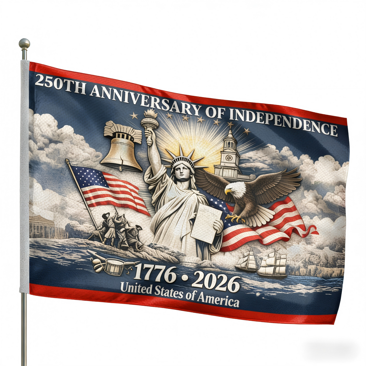 Personalized America 250th Anniversary House Flag With Name | Patriotic Gift For Family