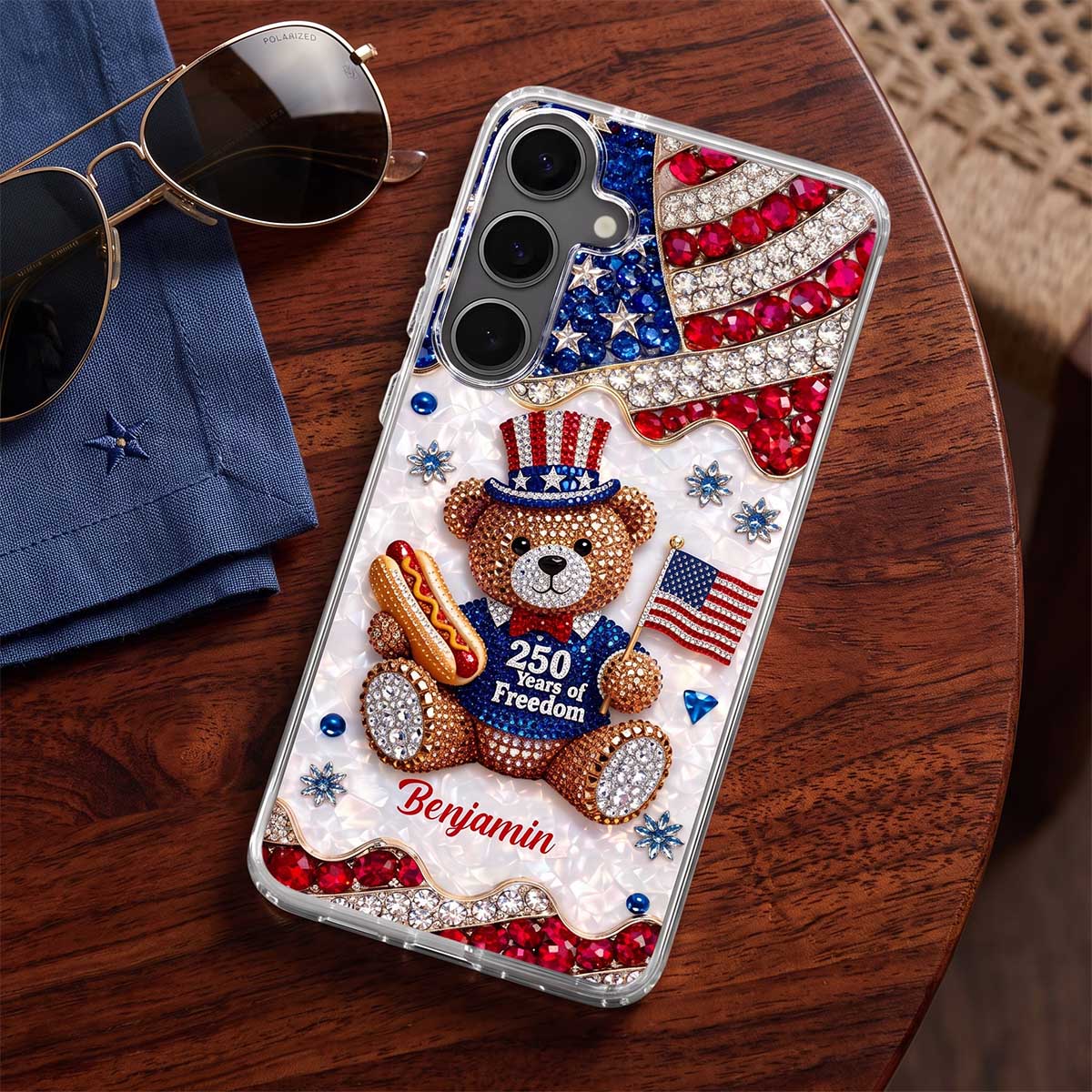 Personalized 250 Years of Freedom Patriotic Bear Phone Case - Gift For US Lovers