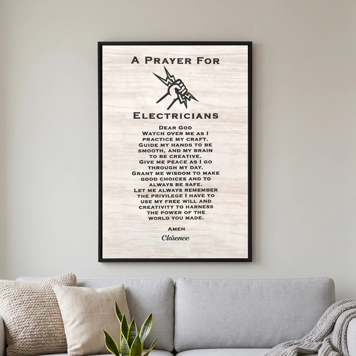 Personalized Electrician's Prayer Canvas Poster - Custom Name Gift For Electrical Workers