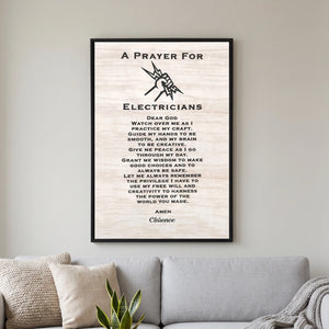 Personalized Electrician's Prayer Canvas Poster - Custom Name Gift For Electrical Workers