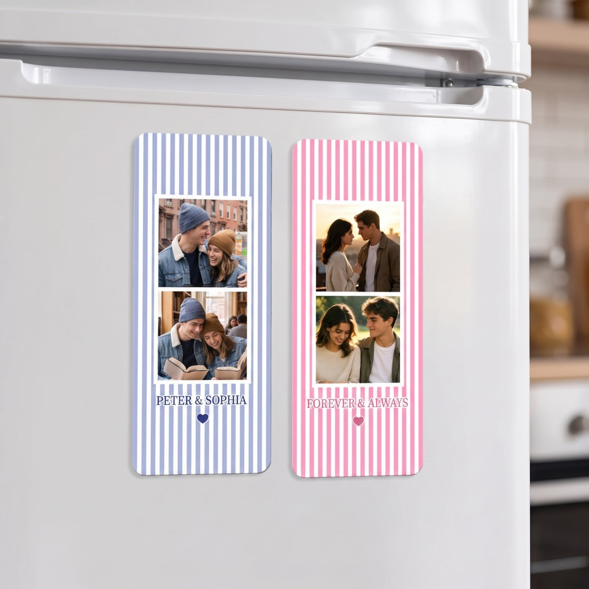 Personalized Acrylic Magnet With Affectionate Couple Photo Booth Strip - Romantic Gift For Partner