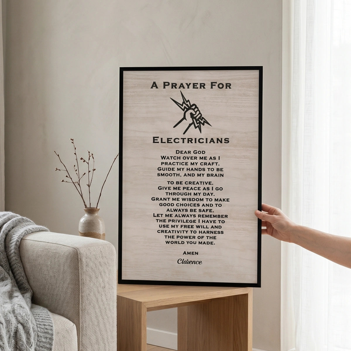Personalized Electrician's Prayer Canvas Poster - Custom Name Gift For Electrical Workers