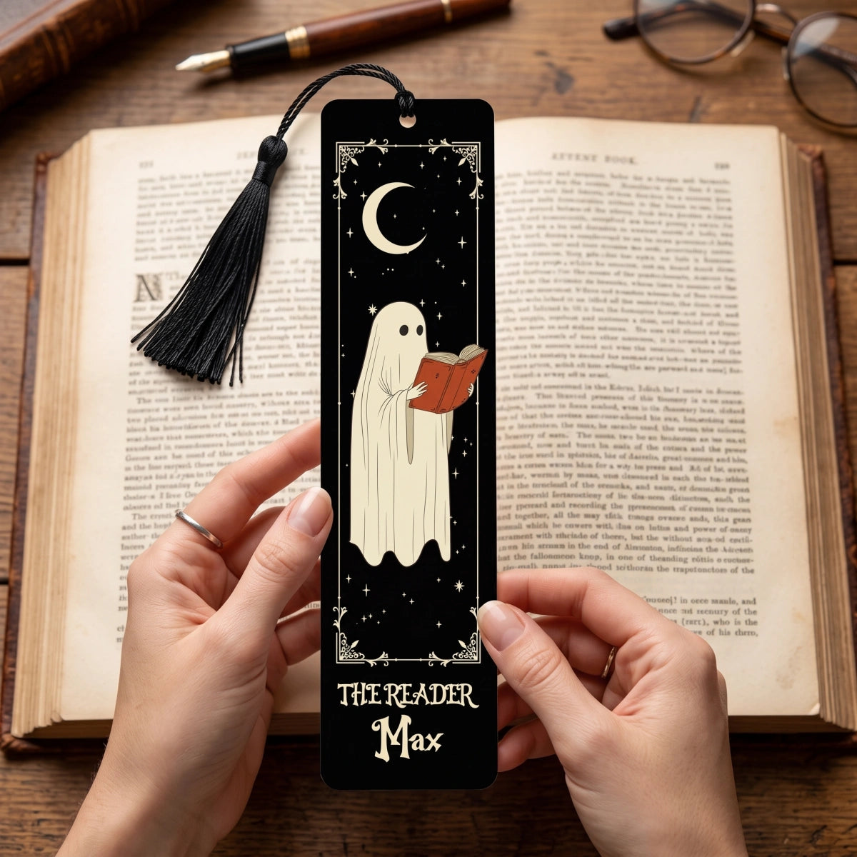 Personalized Gothic Bookmark With Name - Spooky Ghost Witchy -Halloween Gift For Book Lovers