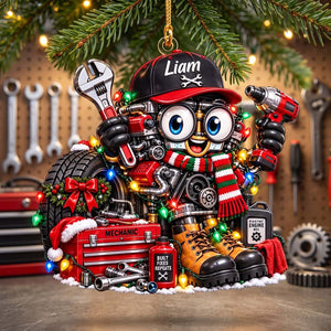 Personalized Mechanic Christmas Ornament | Custom Auto Mechanic Gift, Mechanic Tool Box Ornament