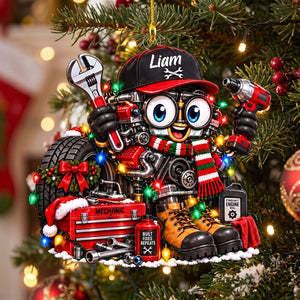 Personalized Mechanic Christmas Ornament | Custom Auto Mechanic Gift, Mechanic Tool Box Ornament