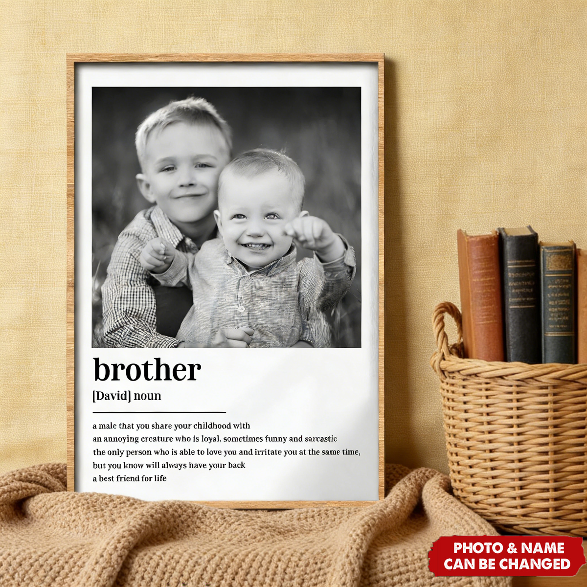 Personalized Retro Style Brother Childhood Memories Wall Art Poster With Photo & Name - Birthday Gift Family Keepsake For Brothers