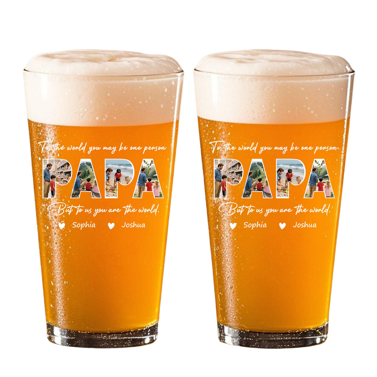 Personalized  Photo Happy Father's Day Family Beer Glass -  Gift For Dad Father's Day Gift
