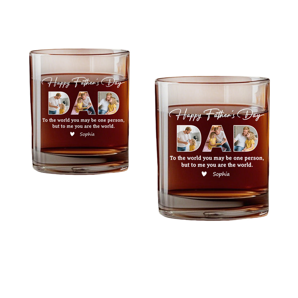 Personalized Photo Happy Father's Day Family Whiskey Glass - Gift For Dad Father's Day Gift
