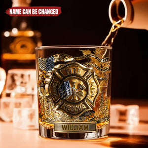 Personalized Firefighter Whisky Glass - Engraved with Name | Special Gift For Hero Dad, Boyfriend & Friend