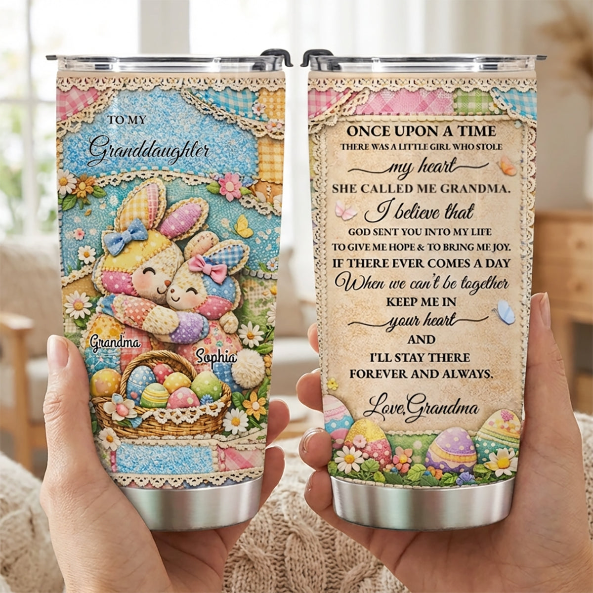 Personalized "To My" Easter Bunny Tumbler With Heartfelt Message - Grandma's Spring Holiday Gift For Granddaughter