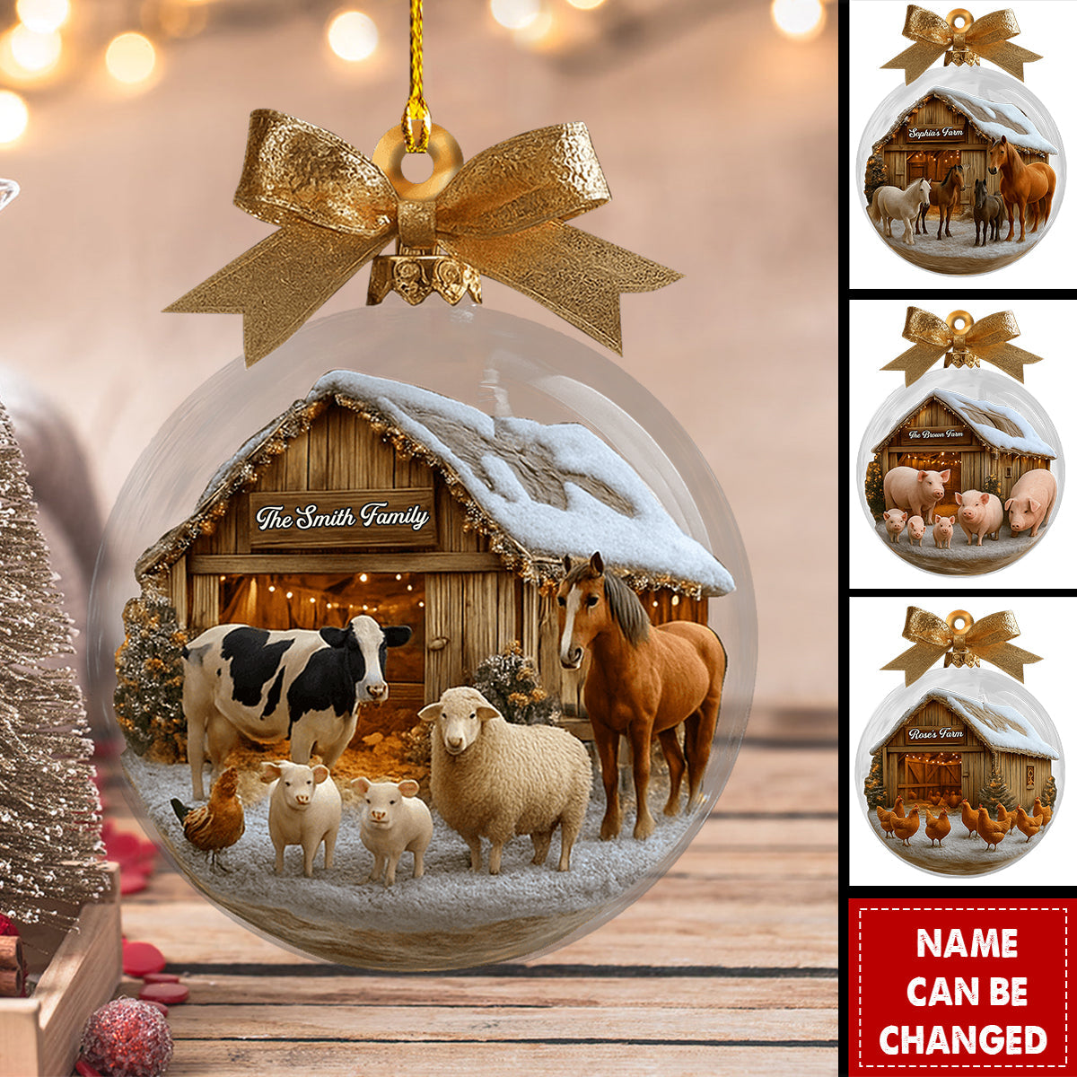 Personalized Farm Themed Christmas Balls Ornament With Text & Design Create Your Own Farm Christmas