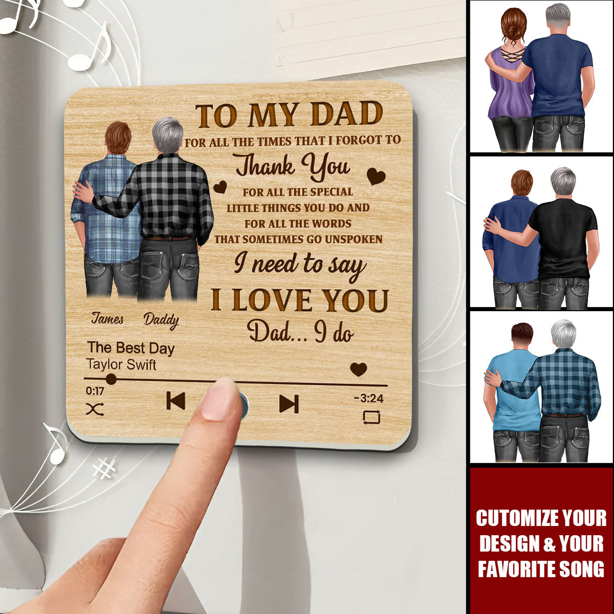 Personalized Music Fridge Magnet To My Dad Our Song Gift From Daughter Son,Father's Day Gift