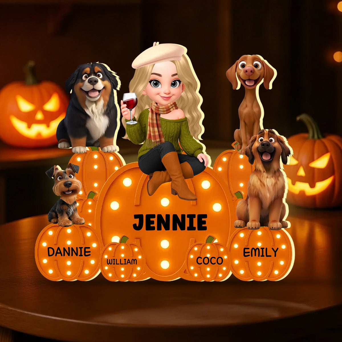 Personalized "I & Baby" Marquee Pattern Texture LED Light Box With 1-4 Names & Design Cozy Choice For Halloween Home Decoration