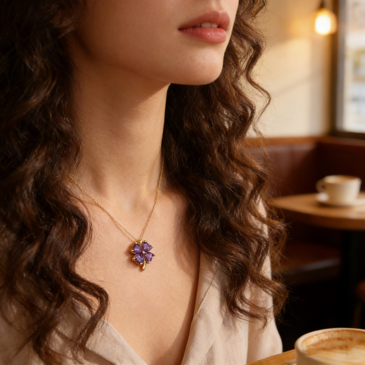 Personalized Lucky Four Leaf Clover Necklace With Heart Birthstone |  Mother's Day Gift For Mom