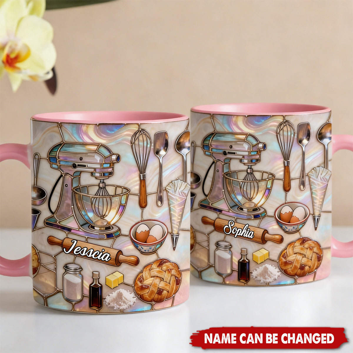 Personalized "Love Baking" Ceramic Mug With Name - Mother's Day Keepsake Valentine's Day Gift For Baking Lovers & Mom